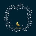 Ramadan kareem with moon and flower frame