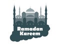 Ramadan Kareem. Mosque flat style on white background. Month of Ramadan. Vector