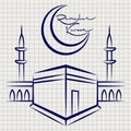 Ramadan kareem mosque on notebook page
