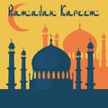 Ramadan Kareem. The mosque is painted in the style of the Taj Mahal temple. illustration