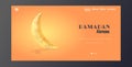 Ramadan kareem muslim religion holy month greeting card flat horizontal lettering Royalty Free Stock Photo