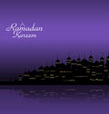 Ramadan Kareem Night Background with Silhouette Mosque and Minarets