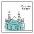 Ramadan kareem one line drawing banner for muslim community