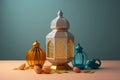 Ramadan Kareem on pastel color background, Islamic religion. Generative Ai