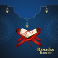 Ramadan kareem pattern background with holy book of quraan