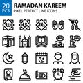 Ramadan kareem ramadhan line icons bundle pixel perfect