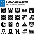 Ramadan kareem ramadhan solid icons bundle pixel perfect