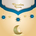 Ramadan kareem realistic pattern moon and crystal lantern on creative background