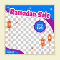 Ramadan kareem sale banner, discount, label