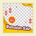 Ramadan kareem sale banner, discount, label