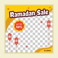 Ramadan kareem sale banner, discount, label