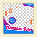 Ramadan kareem sale banner, discount, label