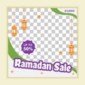 Ramadan kareem sale banner, discount, label