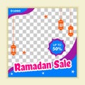 Ramadan kareem sale banner, discount, label