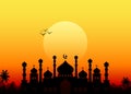 Ramadan kareem with silhouette mosque Royalty Free Stock Photo