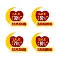 Ramadan Kareem Sticker discount, label percent, price sale banner knob badge tape set, vector design