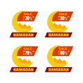 Ramadan Kareem Sticker discount, label percent, price sale banner knob badge tape set, vector design