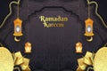 Ramadan Kareem style background Islamic black color