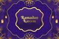 Ramadan Kareem stylish Islamic purple color background