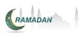 Ramadan kareem. Template islamic ornate greeting card. Golden luxurious crescen. Vector Royalty Free Stock Photo