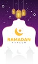 Ramadan Kareem vertical banner template with lantern.