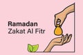 Ramadan Kareem zakat giving charity to people vector illustration.