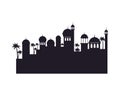 Ramadan kareen cityscape silhouette scene Royalty Free Stock Photo