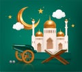 Ramadan Kareen composition in realistic style Royalty Free Stock Photo
