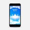 Ramadan karem design background isolated on realistic smartphone. Realistic smartphone vector