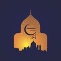 Ramadan karrem celebration. Muslim illustration with burst. Vector