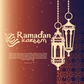 ramadan karrem greeting banner template with lantern silhouette. easily editable. vectors