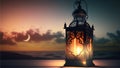 Ramadan lamp against serene and beautiful evening sky