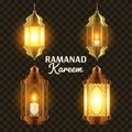 Ramadan Lamp Set Vector. Islam. Kareem Lamp. Lantern Design. Mubarak Night. Ramazan Greeting Design. Muslim Fanous