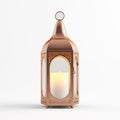Ramadan lantern. Arabic decoration lamp with glowing light. Isolated on white background