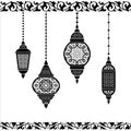 Ramadan lantern in black and white