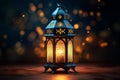 Ramadan lantern glowing background. Generate Ai