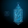 Ramadan lantern low poly blue