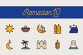 10 Ramadan line and fill style icon set vector design