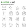 Ramadan line icon set