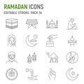 Ramadan line icon set