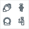 Ramadan line icons. linear set. quality vector line set such as ablution, sun, diamond