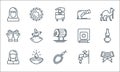 Ramadan line icons. linear set. quality vector line set such as book, beads, muslim, ablution, lamp, praying, quran, ruku, noon