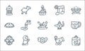 ramadan line icons. linear set. quality vector line set such as calendar, dates, hamsa, cannon, prayer, hat, oil lamp, no music,