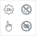 ramadan line icons. linear set. quality vector line set such as hidden, pointing, no eating