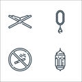 Ramadan line icons. linear set. quality vector line set such as lantern, no smoking, tasbih