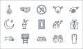 Ramadan line icons. linear set. quality vector line set such as tunic, samsa, donation, praying, bedug, crescent, camel, lamb,