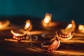 Ramadan Moon with Colorful Light Glowing at Night and Glittering with Bokeh Lights on Ground. Festive Greeting Card, Muslim Holy