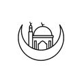 Ramadan, Moon, mosque icon. Simple line, outline vector religion icons for ui and ux, website or mobile application Royalty Free Stock Photo