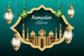 Ramadan mubarak background with candles and mosque Royalty Free Stock Photo