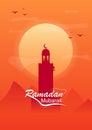 Ramadan Mubarak. Illustration of the A4 format on the theme of Ramadan and the East